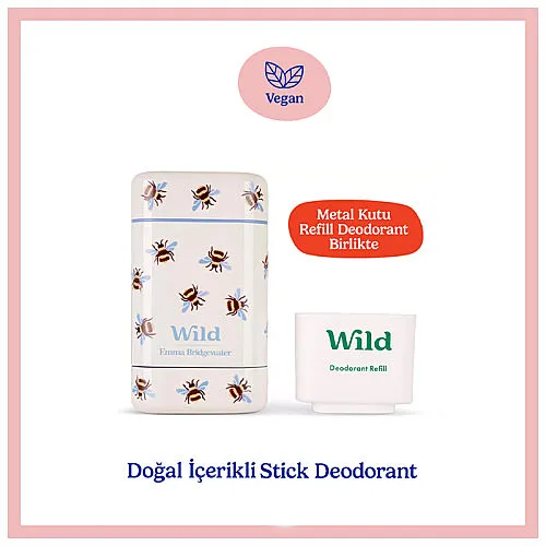 Wild Natural Stick Deodorant Kutu + Refill Paketi - Honey Bee + Honey & Cactus Flower 40 g