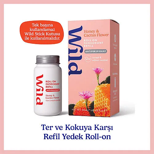 Wild Antiperspirant Roll On Honey - Cactus Flower Refill Deodorant Yedek Dolum 50 ml