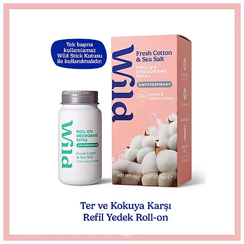 Wild Antiperspirant Roll On Fresh Cotton- Sea Salt Refill Deodorant Yedek Dolum 50 ml