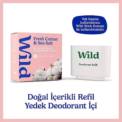 Wild Refill Yedek Stick Deodorant İçi Doğal Formül - Fresh Cotton - Sea Salt 40 g