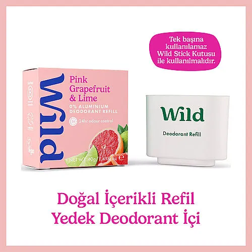 Wild Refill Yedek Stick Deodorant İçi Doğal Formül - Pink Grapefruit - Lime 40 g